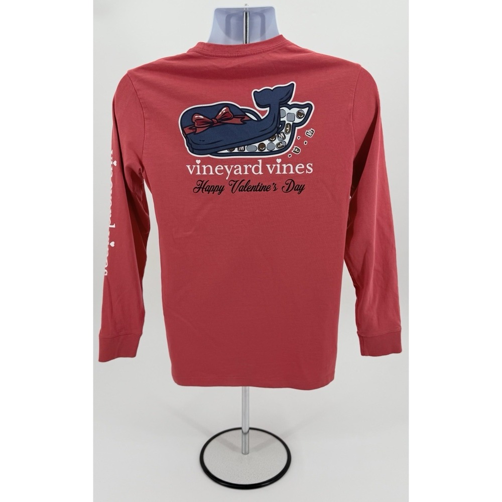 Vineyard Vines Happy Valentine's Day Chocolate Whale T-Shirt Red L/S Youth XL